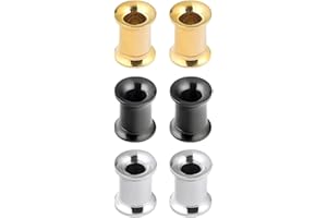 Longbeauty 3 paia di dilatatori a tunnel per orecchio, in acciaio inox, vari colori a scelta