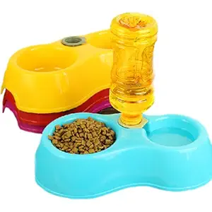 Sage Square 2 in 1 Anti Slip Food and Water Bowl for Dog, Cat, Puppy, Kitten (Random Colour)