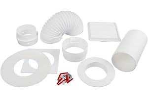Invero® Universal Round Vent Kit for Most Makes and Models of Vented Tumble Dryers - White