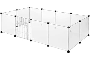 Froadp Recinzione per Animali Domestici Conigli da Esterno 145x75x48cm in Plastica, Recinto a Griglia con Porta per Cavie, Animali da Compagnia, Gabbia per Cuccioli, Hamster (Bianco Traslucido)