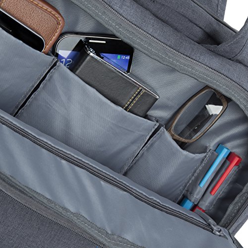 RIVACASE Notebooktasche bis 15.6″ – Stilvolle Tasche aus wasserabweisenden Material und gepolsterten Seiten – Grau - 4