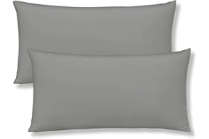 ‎MAFUDOXI mafudoxi Kissenbezug 40 x 80 2er Set,kopfkissenbezug 40x80,Kissenbezüge mit Reißverschluss aus Mikrofaser,Premium und Weich Kissenhülle,Sofakissen dekokissen, Waschbar bis 60°C,Grau