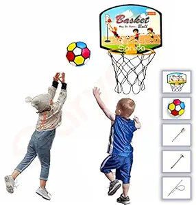 Sarvda Basket Ball for Kids Toys for Boys and Girls Portable Set with Hanging Board, Ring Net, Ball Indoor and Outdoor Games Good Pastime Birthday and Return Gift Set Standard