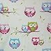 Junior Cotton Cot Bed Fitted Sheet 70x140cm (in favorite fabric pattern / design) - OWL WHITE/PINK