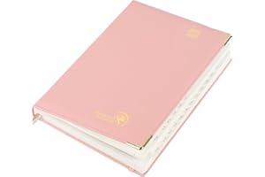 POPRUN Agenda 2025 Semainier 26,5 x 21,5 cm De Août 2024 à Déc 2025, Premium Planner Scolaire 17 Mois, Couvercle en cuir de coton PU, Papier Certifié 100 g/m² - Rose Doux