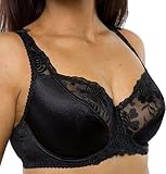 Ladies Plus Size Black Bra Underwired Firm Control Bra E-J Cup