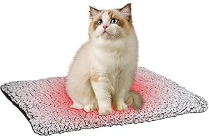 mizikuu Tapis Chauffant Chat Chien, 50 x 40 cm Coussin Auto Chauffant Chat Antidérapant Doux et Chaud Couverture Lavable en Machine sans électricité Batteries