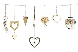 DUORIES 7 pezzi decorativi a forma di cuore,in legno,a forma di cuore,in legno,decorazione per la finestra,decorazione per la casa,decorazione da appendere alla parete,idea regalo per soggiorno e finestra