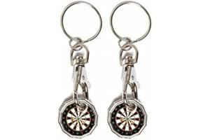 Fabulouz 2pc Shopping Trolley Token £1 Pound Coin Trolley Token Shopping Cart trolley coin Key Ring Clasp trolley coin keyring uk Supermarket trolley Coin Locker Gym Keyring coins Gift (Darts Design)
