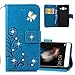 Produktbild Für Samsung Galaxy J1 2016 Hülle Silikon,Galaxy J1 2016 Hülle Schwarz,Samsung Galaxy J1 2016 Cover,EMAXELERS Galaxy J1 2016 Tasche PU Leder Brieftasche Hülle Schutzhülle,Galaxy J1 2016 Glitzer Hülle Bling Diamant Kristall Schmetterling Clover Muster Galaxy J1 2016 Flip PU Leather Leder Wallet Case Hülle Schutzhülle Etui mit Kartenfach Standfunktion Telefon-Kasten Für Samsung Galaxy J1 2016,Diamond Blue Clover with Butterfly