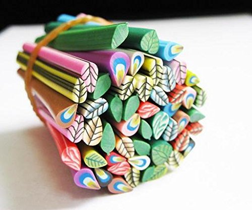 12 Fimo Canes – Colour Mix: Fruit, Flowers, Butterflies, Hearts, Büten Leaves Cute Nails