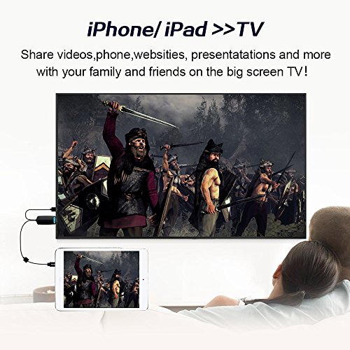 CORNMI Lightning zum HDMI Adapter, Topoint Plug & Play 1080P HDMI / HDTV Kabel 8 Stift-Anzeigen-Adapter für Apple iPhone iPad - 7