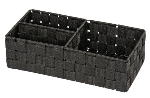 WENKO 20980100 Organizer Adria Schwarz - 3 Fächer, 100 % Polypropylen, 35 x 10 x 17 cm, Schwarz