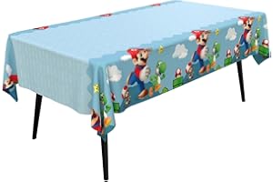 UHDS Tovaglie Plastica 137 X 183 cm Mario, Multicolore, Riutilizzabile Tovaglia Tema Festa, Copritavola in Plastica in Tema Mario Per Feste di Compleanni per Bambini, Scuola, Feste, Festival Vari
