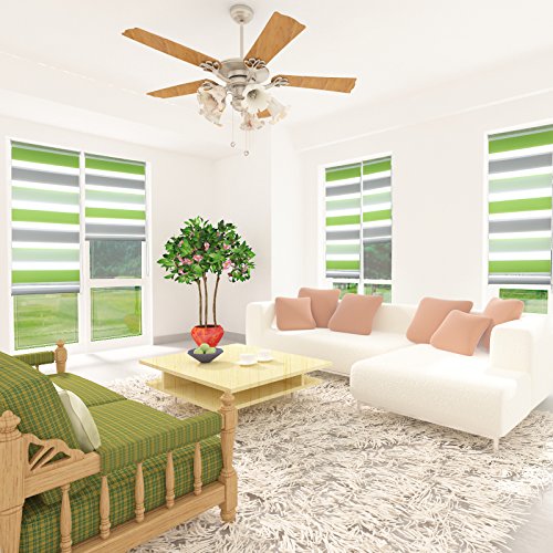 OUBO Doppelrollo Klemmfix Duo Rollo ohne Bohren – (BxH) 70 x 150 cm Grau – Seitenzugrollo mit Klemmträger für Fenster / Tür - 8