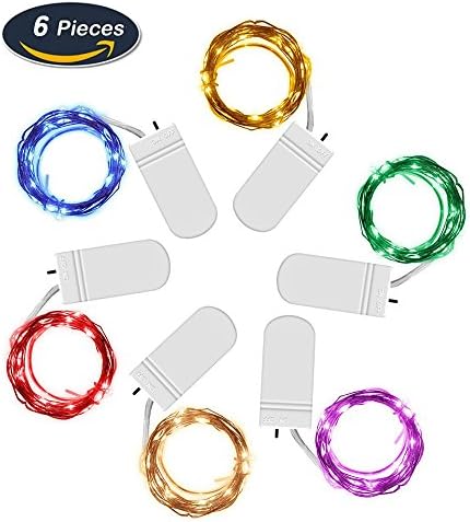 6 PCS Starry String Lights 6.5ft 20 Leds Copper Wire Battery Operated Firefly Lights Fairy Rope Light for Christmas Wedding Party Decoration (6 Colors)