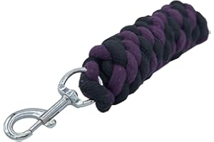 AUTUMNN EQUESTRIAN Cotton Lead Rope For Horses Heavy Duty Metal Trigger Clip 2 Meters Long Quality Lead Rope (BLACK/PLUM, PACK OF 1)