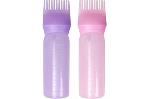 Aruicheng Hair Oil Applicator Bottle 2PCS Root Comb Applicator Bottle Hair Dye Brush Bottle Scalp Treatment Bottle with Graduated Scale for Salon Home DIY