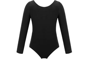 CHICTRY Kinder Mädchen Ballettanzug Langarm Gymnastik Body Rundhals Tanz Trikot Stretch Leotard Einfarbig Trikotanzug Dancewear