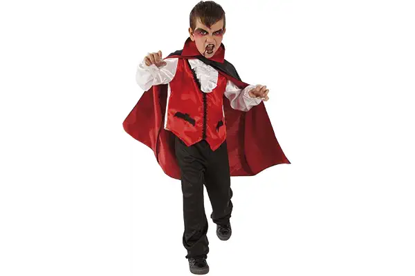 Rubies Disfraz Conde Drácula para niños y niñas, Camisa con chorrera, chaleco, pantalones y capa, Vampiro, Murcielago, Halloween, Cosplay y Fiestas