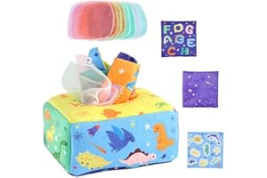 BouGPeng Boîte À Mouchoirs Jouet Sensoriel Jouet de Boîte à Mouchoirs pour Bébé avec Papiers Froissés et Foulards en Soie pour Bébés de 5-6 9 12 Mois