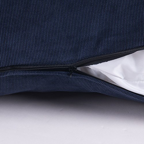 Baibu Einfach Dekorativ Sofa Kissenbezug Kissenhülle mit verdecktem Reißverschluss aus Kord in 10 modernen Farben und 6 Größen 80x80cm Dunkel Blau - 4