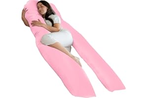 Bedding Home Luxury 12ft Pregnancy Pillow | Full Body Pillows for Adults with Cover | Orthopedic Side Sleeper Maternity Pillow for Sleeping | 12ft Long Pillows & Lilac/Pink Cover