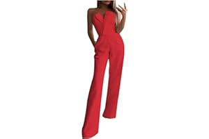 BATTNOT Jumpsuit Damen Elegant FüR Hochzeit Jumpsuit V-Ausschnitt Ärmellos elegant Overall Damen trägerloser ärmellos Jumpsuit Strapless Jumpsuit Tube Top Jumpsuit Off Shoulder Jumpsuit Weites Bein