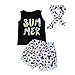 Produktbild VENMO Neugeborene Kleinkinder Kinder Druckoberteile Weste Shorts Hosen Outfit Set Kleidung (Black, Size:4T)