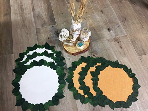 The Enchanted Fairy Tale® – Set 6 Pieces Jeans Placemat with 6 coaster Wood Slice Trunk Wood Handmade Raw Made in Italy New Year Christmas + FREE Bottle Cover Jeans Dress Made In Italy