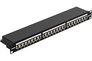 FGB CAT 7 Patchpanel Verteilerfeld 24 Port - 19" Zoll Rackeinbau Servermontage RJ45 Geschirmt - Patchpanel Geschirmt Netzwerk-Patchpanel für Gigabit-Netzwerk-Switch