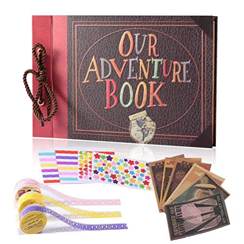 YIHAO Album Fotografico Fai da Te, Our Adventure Book Scrapbook DIY Fatto a Mano Stile retrò per Foto di Varie Dimensioni Anniversario di Matrimonio Famiglia Amici Laurea Memoria di Viaggio