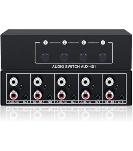 4-Weg Audio Schakelaar - 4-Weg Audio Schakelaar, 4x Tulp Stereo naar, 1x Tulp Stereo 4-Weg Audio Schakelaar - 4-Weg Audio Schakelaar, 4x Tulp Stereo naar, 1x Tulp Stereo