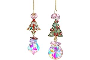 H&D HYALINE & DORA 2 Stück Suncatcher Strasssteine Weihnachtsbaum Dekor Kristallprismen Hängende Ornamente für Baumfenster Weihnachtsfeier