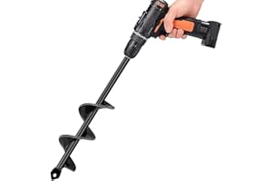 LYFETC 4x22cm Garden Auger Drill Bit for Planting Bulb Planters Planting Auger, Garden Auger Spiral Drill Bit Garden Planter Auger Post Hole Digger for 3/8” Hex Drive Drill Solid Shaft