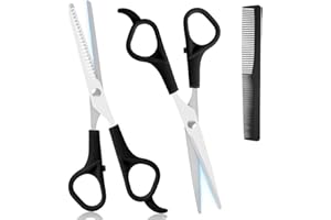 LOPHE Forbici da Parrucchiere, 3Pcs 6 Pollici Kit Forbici per Capelli, Kit Barbiere Professionali per Taglio di Capelli da Fai da te/Casa/Barbiere(Nero)