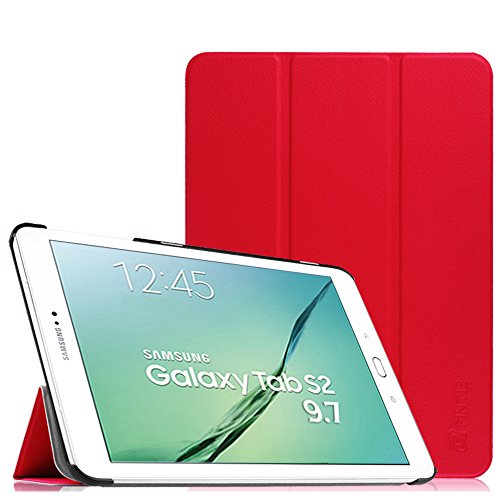 Fintie Samsung Galaxy Tab S2 9.7 Hülle Case - Ultra Schlank Superleicht Ständer Smart Shell Cover Schutzhülle Tasche mit Auto Schlaf / Wach Funktion für Samsung Galaxy Tab S2 T810N / T815N / T813N / T819N 24,6 cm (9,7 Zoll) Tablet-PC, Rot