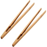 Leisial 2 Stücke Grillzange Holz Zange Holz Küchenzange 18CM