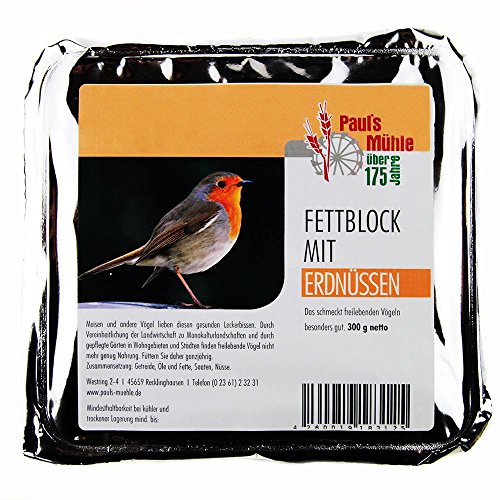 Pauls Mühle Fettblock mit Erdnüssen (Vogelbuffet) 12 x 300 g