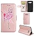 Produktbild Hülle Galaxy J5 2016 Flamingo Glitzer, Misteem Elegant Luxus Motiv Cartoon Anime Flip Klapphülle für Samsung Galaxy J5 2016 - Rosé Gold