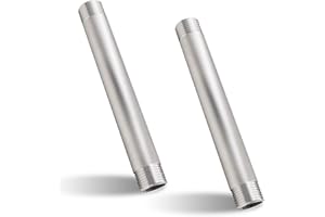 BEATIFIC Lot de 2 rallonges de robinet - 1/2" x 150 mm - Rallonge filetée DN15 - 1/2" AG x 1/2" AG - 150 mm - En acier inoxydable - Rallonge de raccordement pour eau potable et installation de chauffage