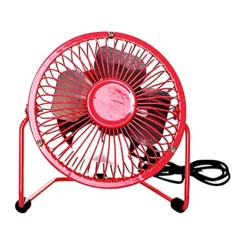 Eastlion 11 Farben-beweglicher 4-Zoll-ruhiger kühler Metallmini-USB-Ventilator,Rot