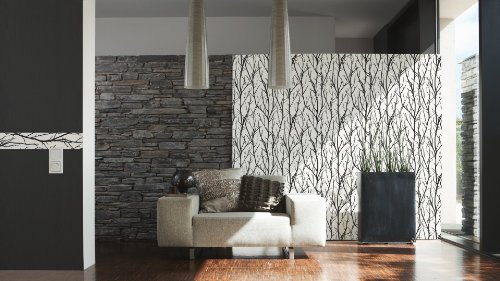 Schöner Wohnen Vliestapete Green Experience Tapete jung modern 10,05 m x 0,53 m schwarz weiß Made in Germany 268341 2683-41 - 3