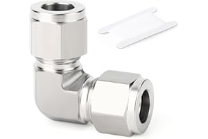 TAISHER 1 pièces Raccord de tube à compression à 90 degrés en acier inoxydable 316, adaptateur de tube de 12 mm de diamètre extérieur x 12 mm de diamètre extérieur