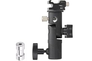 PYXEL Camera Flash Speedlite Bracket Mount Umbrella Holder with Swivel Tilt Light Stand Bracket Compatible with Canon Nikon Pentax Olympus Camera, LED Light