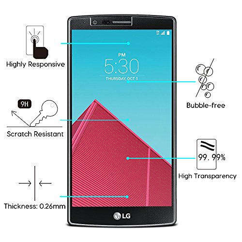 OMOTON  2-pack  Cristal Templado LG G4 Protector de Pantalla con 9H Dureza  Alta Definicion  Garant  a de por vida 