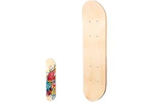 Amosfun Planche De Skateboard Vierge en Bois De 17 Pouces pour Enfants Plateau De Remplacement en Érable À 7 Couches Surface Blanche DIY pour Peinture Et Décoration