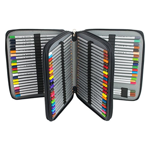 Preisvergleich Produktbild Newcomdigi Federmappe Schüleretui Federtasche 120 Bleistift Federmäppchen Bleistift-Beutel für Schule Büro Kunst (Bleistifte sind nicht enthalten) (Schwarz)