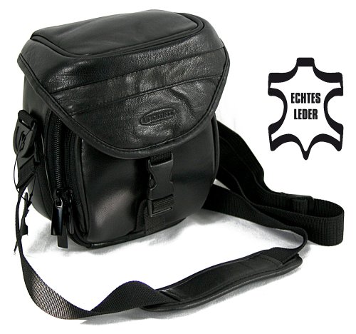 Ledertasche für digitale Kamera Camcorder Kompaktkamera Kameratasche SMARTline V9 Leder schwarz