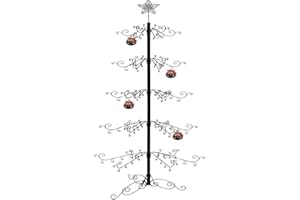 HOHIYA 84 Inch Ornament Display Tree Stand Metal Christmas Wrought Iron Hanger Hook for Halloween Hanging Decorations Eco Gift Black